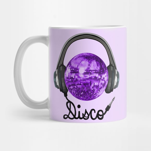 70s Music Purple Disco Ball Headphones by Art by Deborah Camp